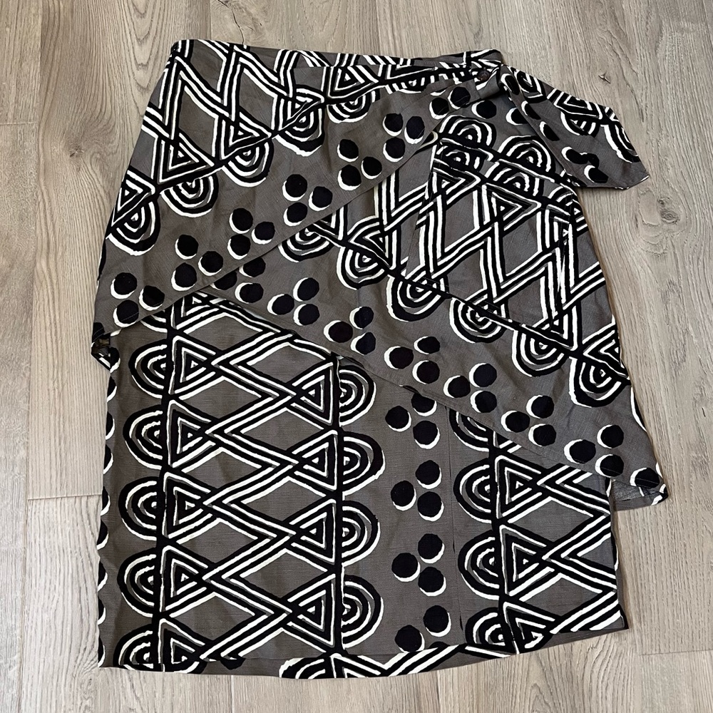 Anthropologie linen faux wrap skirt EUC